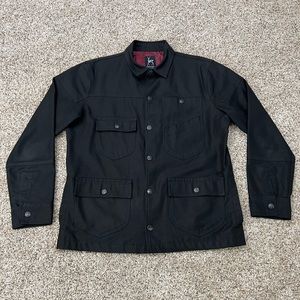 Kane & Unke Mens Black Button Down Utility Light Jacket Military Style | Size: L